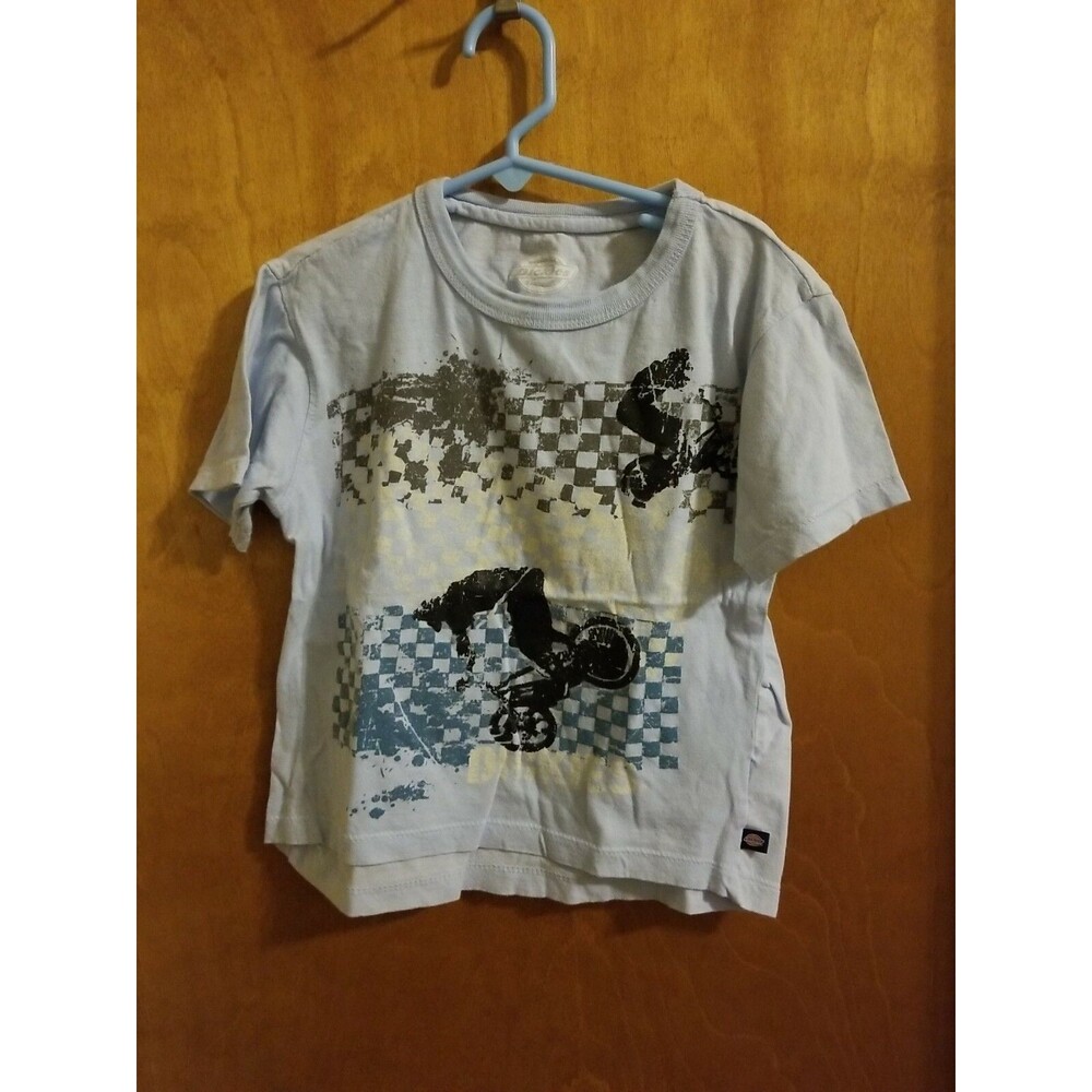 Boy's Dickies M 5/6 light blue short sleeve t shirt Bike